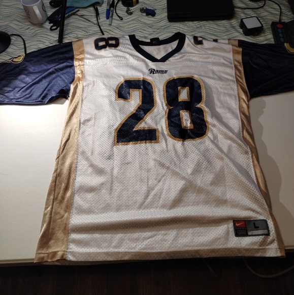 Vintage Nike Team Marshall Faulk St Louis Rams NFL #28 Football Jersey Large - Picture 1 of 6